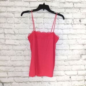 Vine And Love Top Women Small Sleeveless Pink Crochet Spaghetti Strap Ribbed Y2K